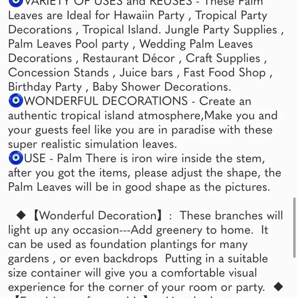 Artificial Palm Plants Leaves Faux Fake Tropical Large Palm Tree Imitation Leaf